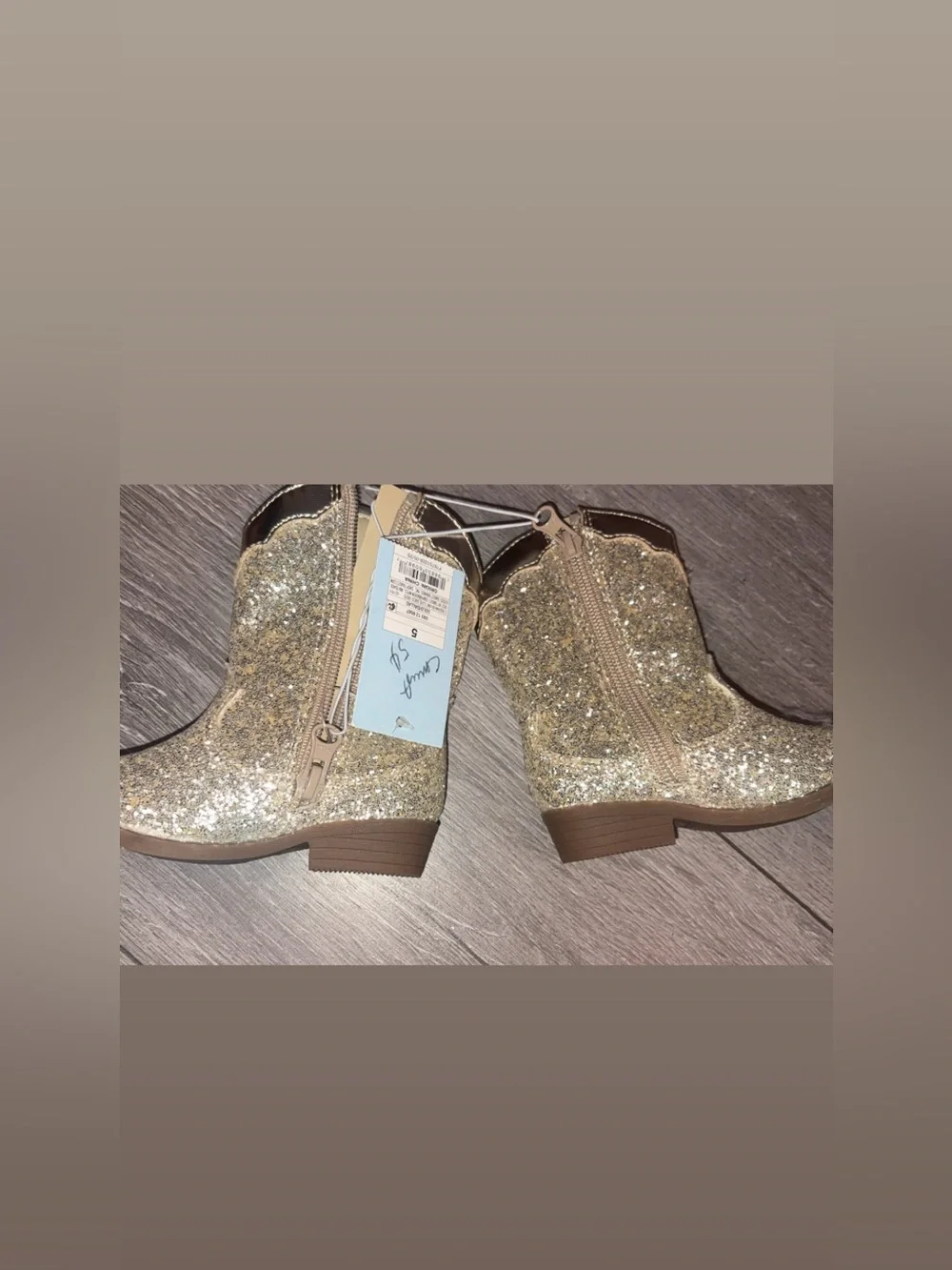 Cat & Jack Toddler Girls Size 5 Gold Dallas Cowboy Boots New W Tags Glitter